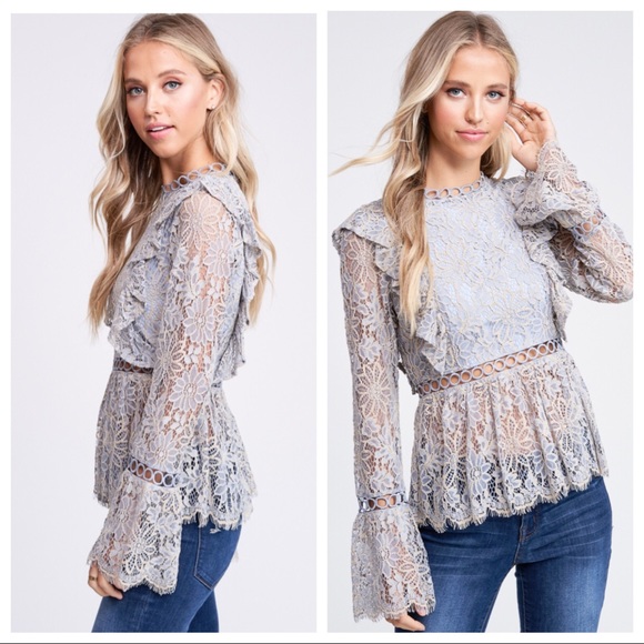 Baby Blue & Ivory Lace & EyeLash Details - Picture 2 of 3